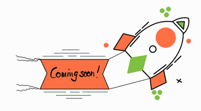 Ein handgezeichnetes Icon einer Rakete mit einem Banner, auf dem "Coming soon!" steht. Es informiert den Besucher über die in Arbeit befindlichen Leistungsangebote & Lösungen für den Bereich Kulturentwicklung, um eine wertschätzende Unternehmenskultur zu schaffen..