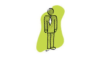 Grüne stilisierte Figur im Anzug – Symbol für Business Coaching für Führungskräfte und Entscheider bei Kompetenz Mensch in Nürnberg.
