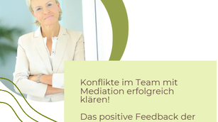 Titelbild zum aktuellen Beitrag "Konflikte im Team mit Mediation klären" - Profilbild von Beate Reinhart, zertifizierte Mediatorin, Inhaberin von Kompetenz Mensch, lächelnd im hellen Business Anzug. Business Anzug